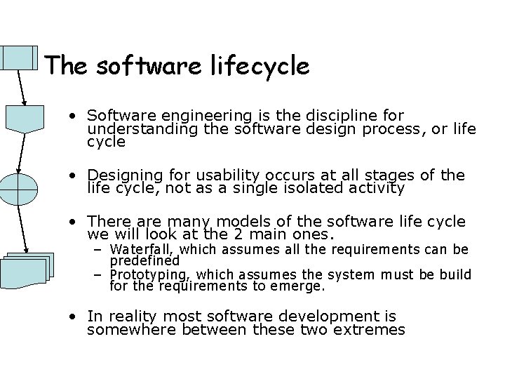 The software lifecycle • Software engineering is the discipline for understanding the software design