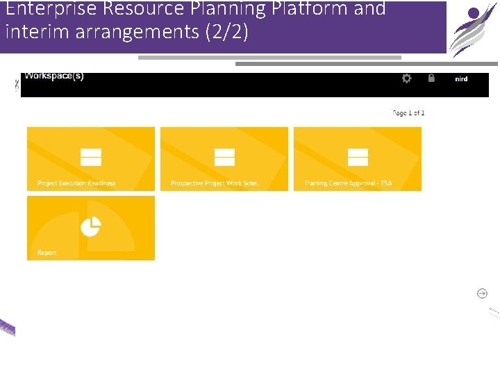 Enterprise Resource Planning Platform and interim arrangements (2/2) 