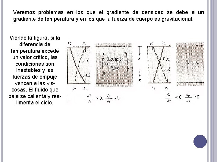 Veremos problemas en los que el gradiente de densidad se debe a un gradiente