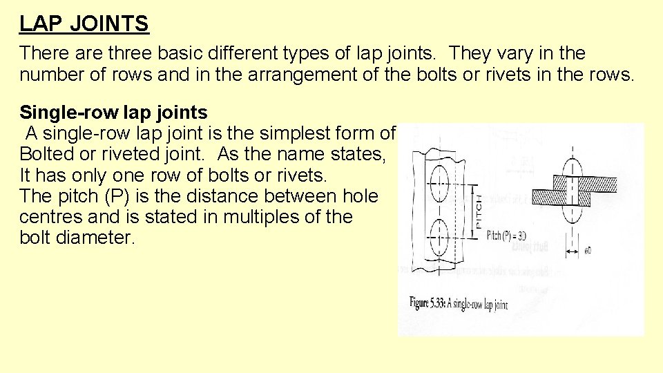 LAP JOINTS There are three basic different types of lap joints. They vary in