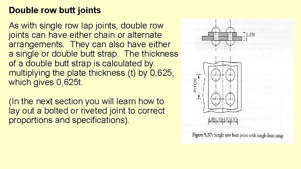 Double row butt joints As with single row lap joints, double row joints can