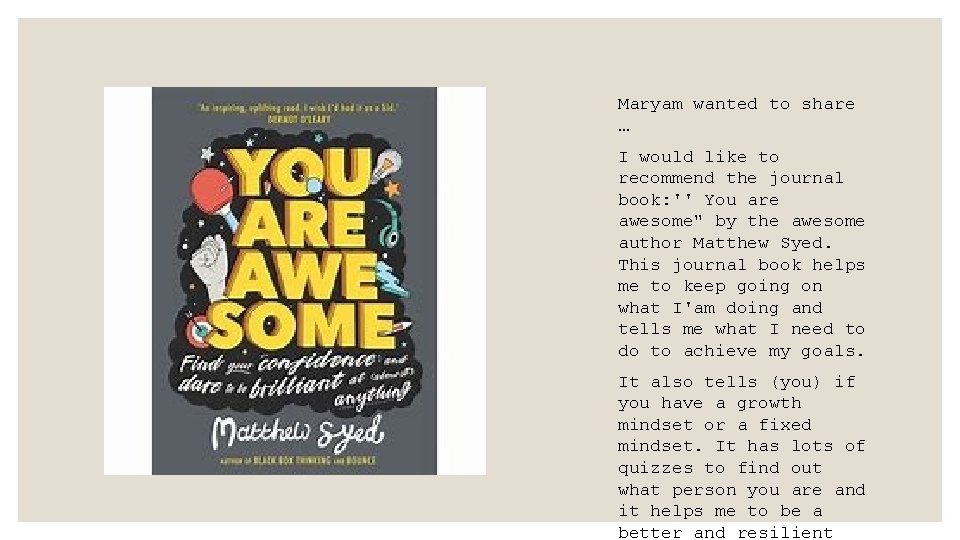 Maryam wanted to share … I would like to recommend the journal book: ''