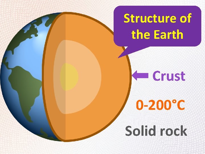Structure of the Earth Crust 0 -200°C Solid rock 
