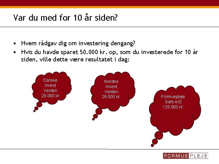 Var du med for 10 år siden? • Hvem rådgav dig om investering dengang?