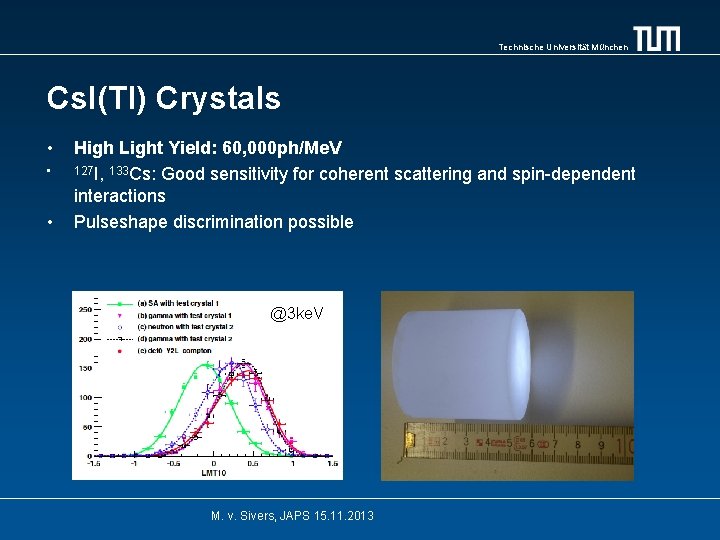 Technische Universität München Cs. I(Tl) Crystals • • • High Light Yield: 60, 000