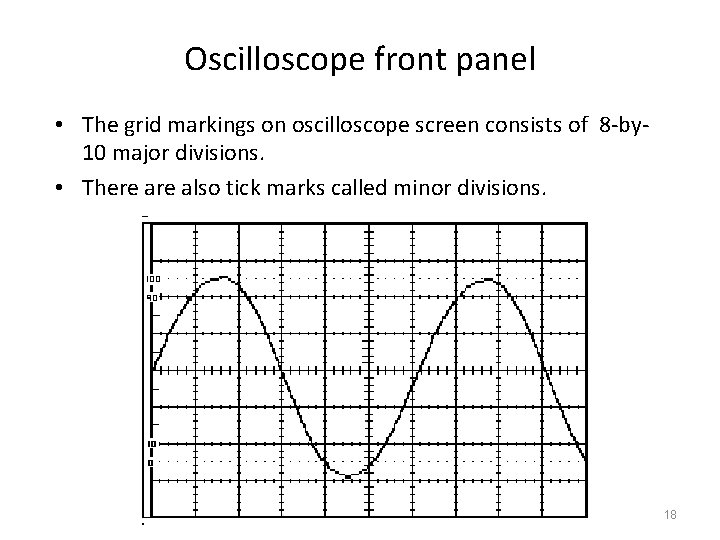 Oscilloscope front panel • The grid markings on oscilloscope screen consists of 8 -by