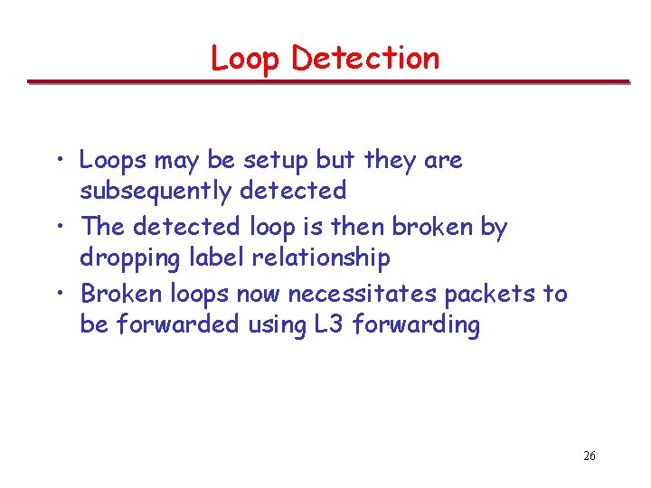 Loop Detection • Loops may be setup but they are subsequently detected • The