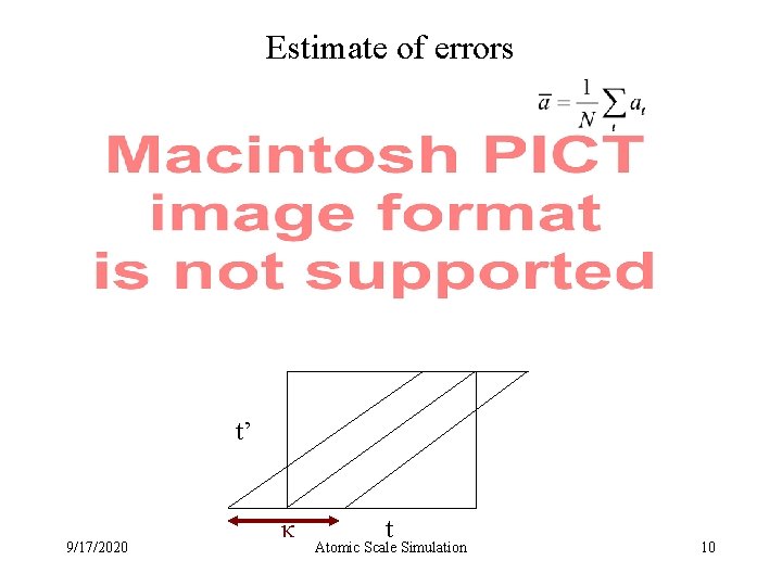 Estimate of errors t’ 9/17/2020 κ t Atomic Scale Simulation 10 