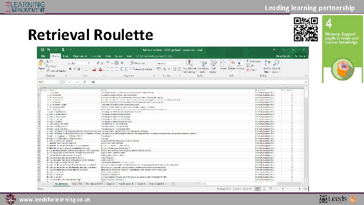 Leading learning partnership Retrieval Roulette www. leedsforlearning. co. uk 