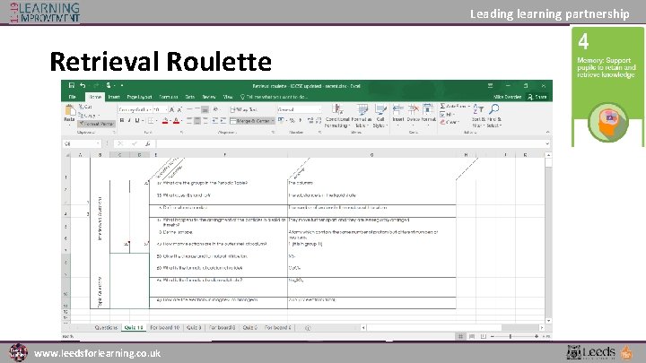 Leading learning partnership Retrieval Roulette www. leedsforlearning. co. uk 