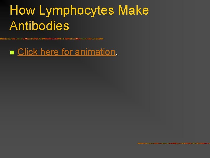 How Lymphocytes Make Antibodies n Click here for animation. 