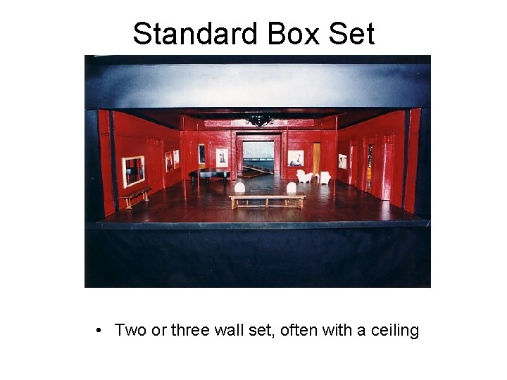 Standard Box Set • Two or three wall set, often with a ceiling 