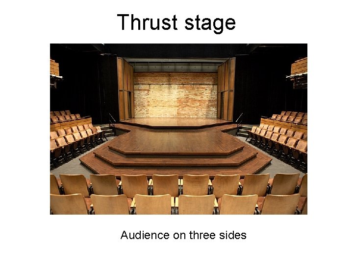 Thrust stage Audience on three sides 