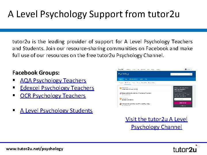 A Level Psychology Support from tutor 2 u is the leading provider of support