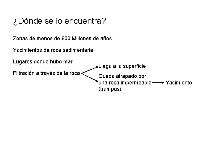 ¿Dónde se lo encuentra? Zonas de menos de 600 Millones de años Yacimientos de