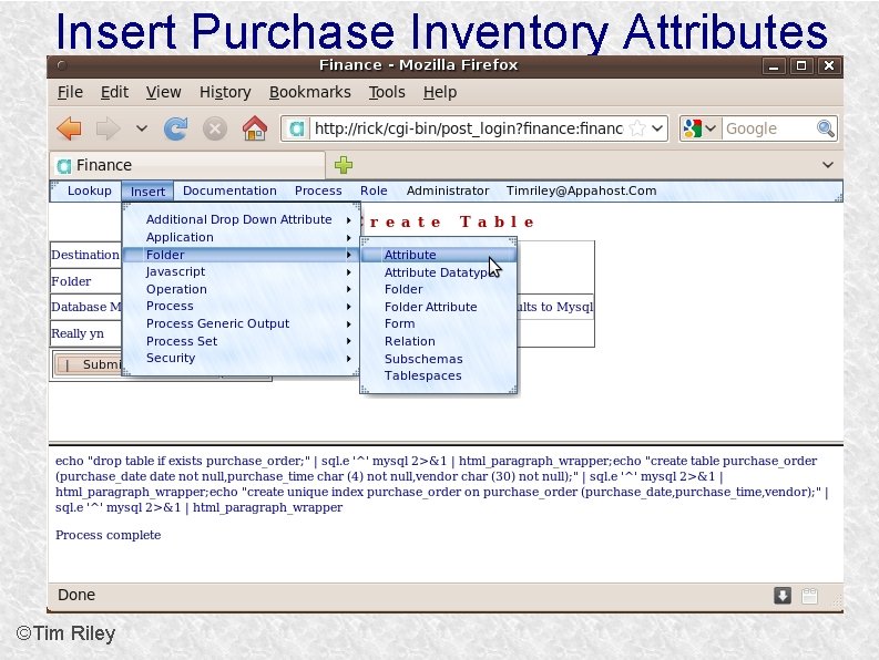 Insert Purchase Inventory Attributes ©Tim Riley 