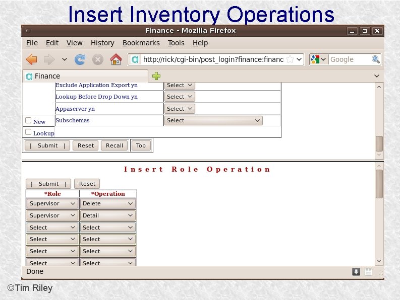 Insert Inventory Operations ©Tim Riley 