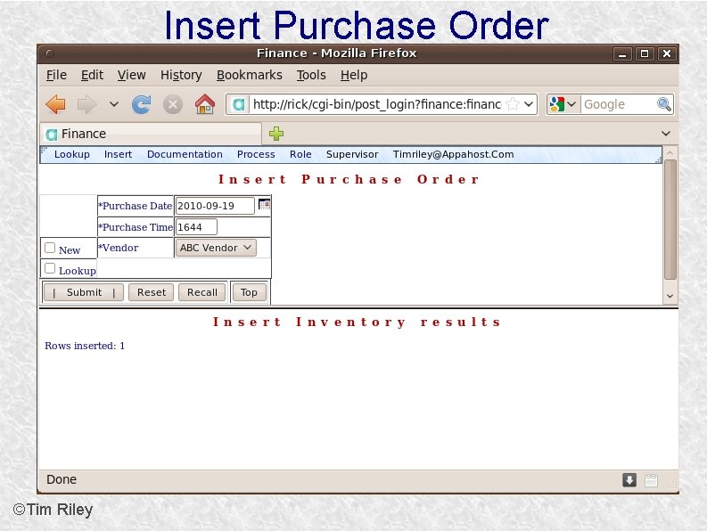 Insert Purchase Order ©Tim Riley 