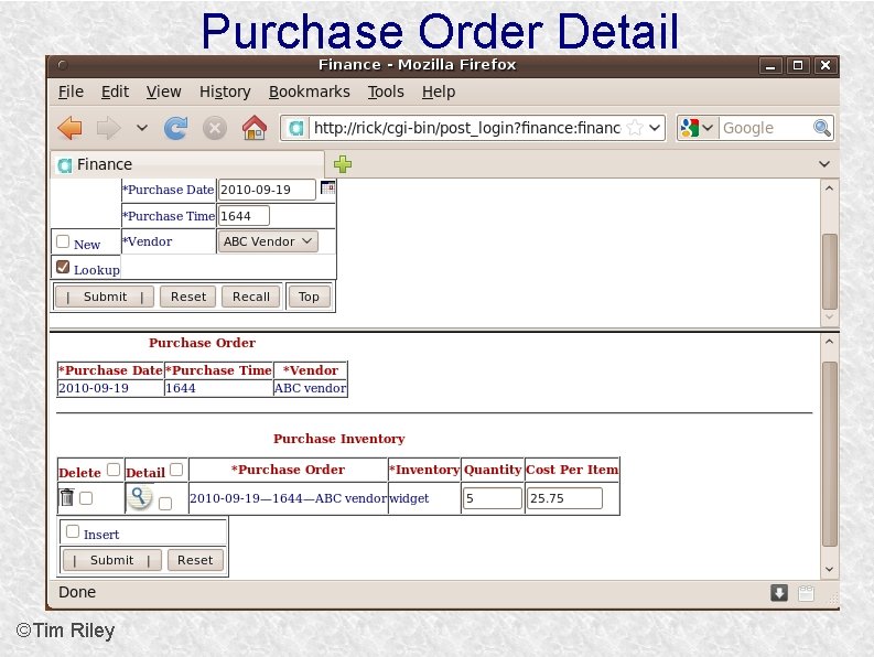 Purchase Order Detail ©Tim Riley 