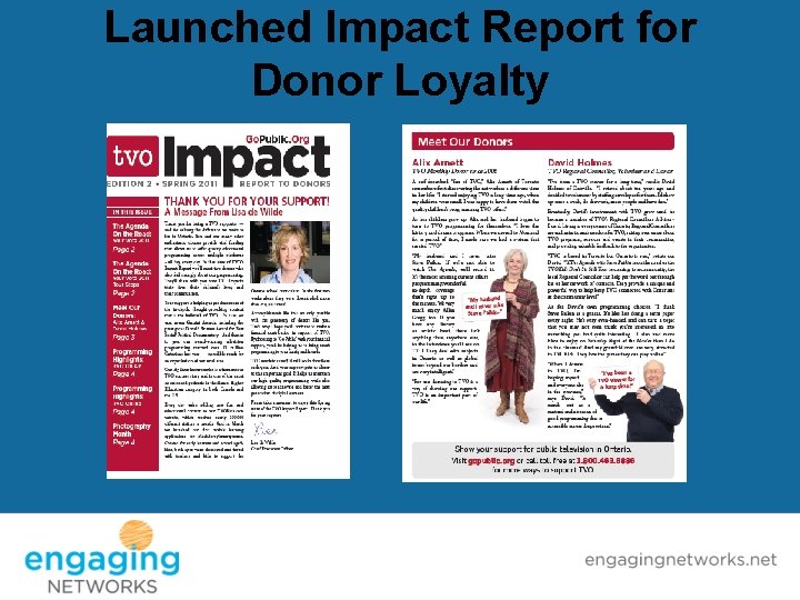 Launched Impact Report for Donor Loyalty 