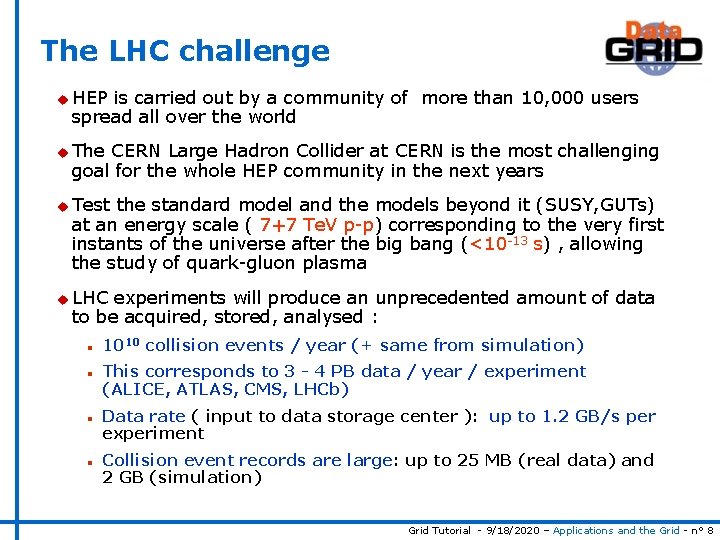 The LHC challenge u HEP is carried out by a community of more than