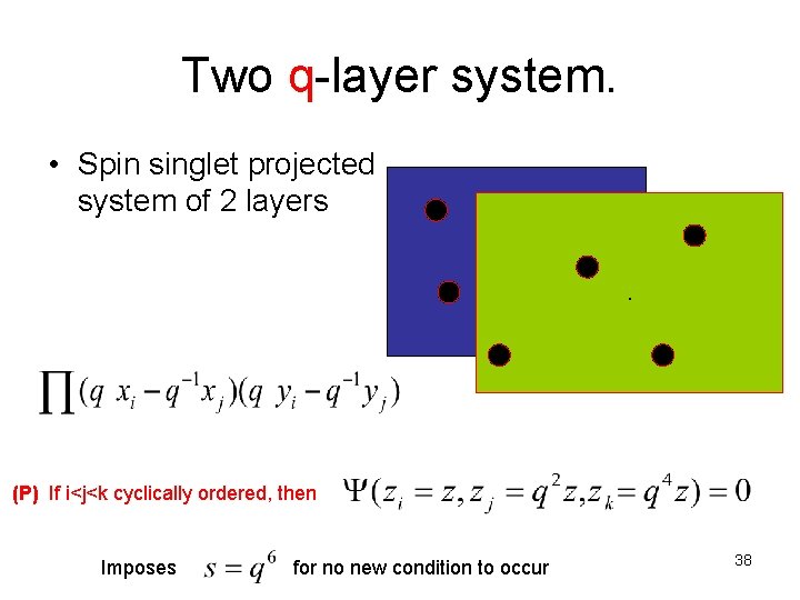 Two q-layer system. • Spin singlet projected system of 2 layers. (P) If i<j<k