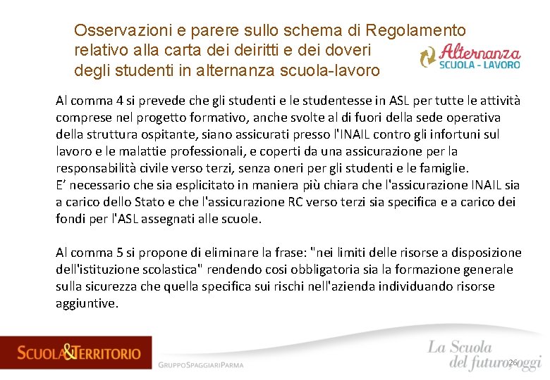 Osservazioni e parere sullo schema di Regolamento relativo alla carta deiritti e dei doveri