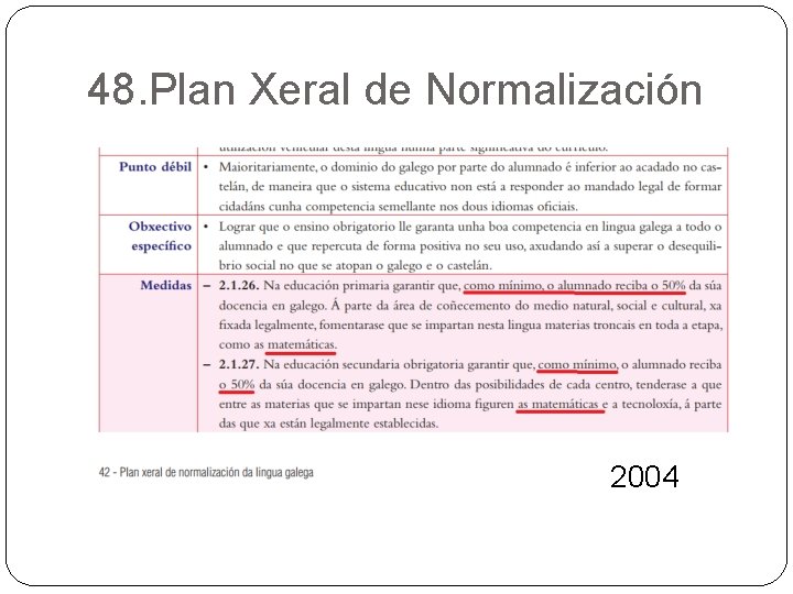 48. Plan Xeral de Normalización 2004 