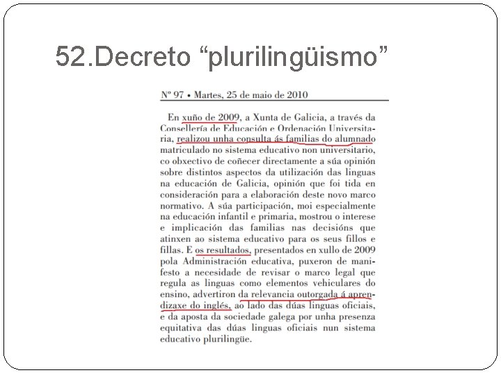 52. Decreto “plurilingüismo” 