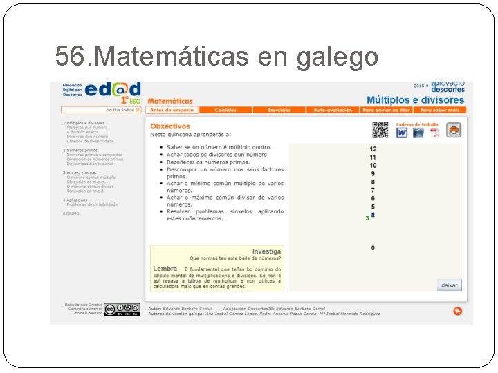 56. Matemáticas en galego 
