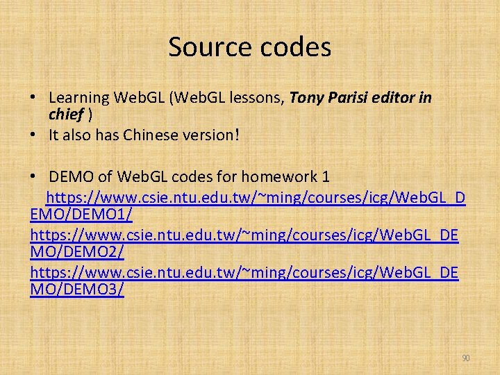 Source codes • Learning Web. GL (Web. GL lessons, Tony Parisi editor in chief