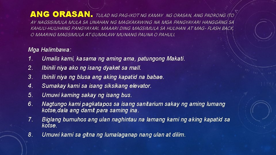 ANG ORASAN. TULAD NG PAG-IKOT NG KAMAY NG ORASAN, ANG PADRONG ITO AY NAGSISIMULA