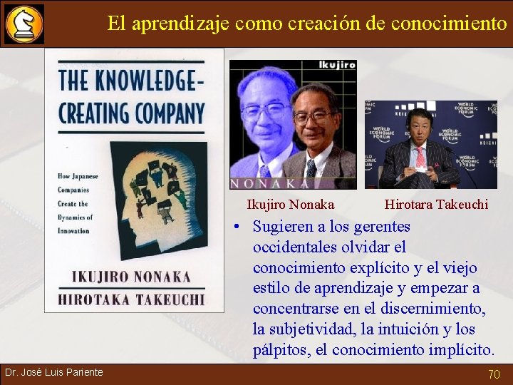 El aprendizaje como creación de conocimiento Ikujiro Nonaka Hirotara Takeuchi • Sugieren a los
