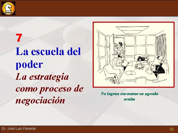 7 La escuela del poder La estrategia como proceso de negociación Dr. José Luis