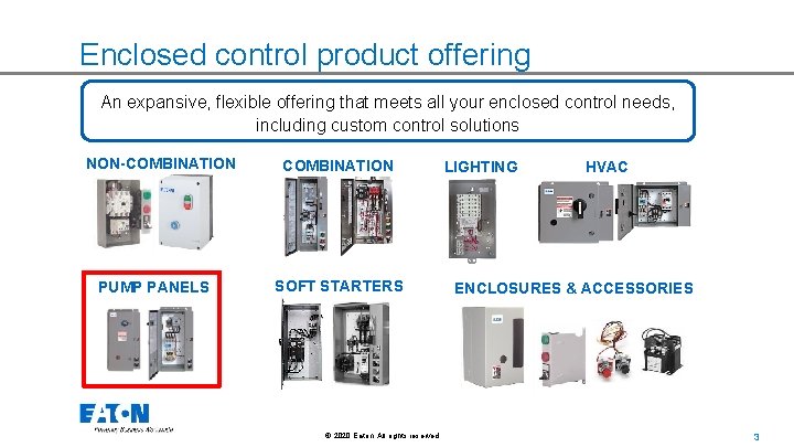 Enclosed control product offering An expansive, flexible offering that meets all your enclosed control