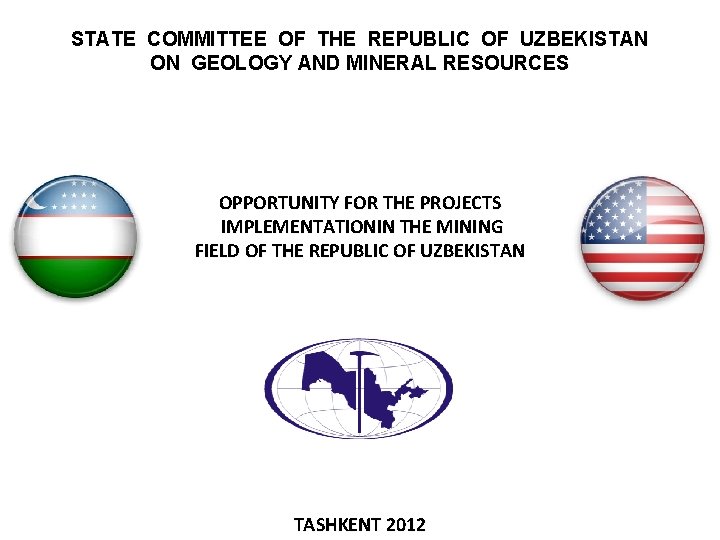 STATE COMMITTEE OF THE REPUBLIC OF UZBEKISTAN ON GEOLOGY AND MINERAL RESOURCES OPPORTUNITY FOR