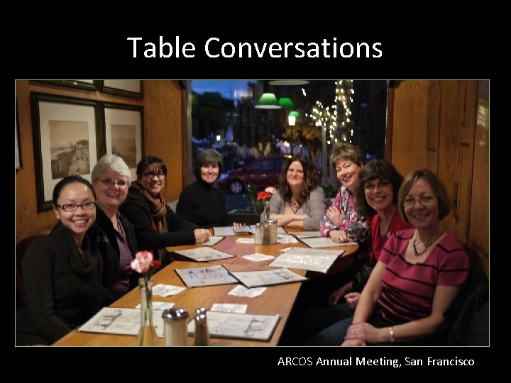 Table Conversations ARCOS Annual Meeting, San Francisco 