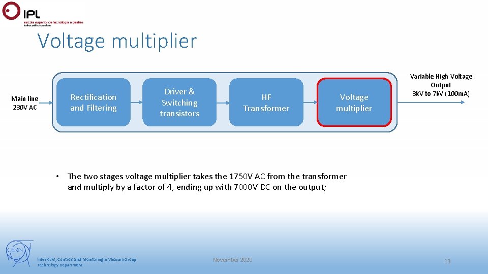 Voltage multiplier Main line 230 V AC Rectification and Filtering Driver & Switching transistors Voltage multiplier Main line 230 V AC Rectification and Filtering Driver & Switching transistors