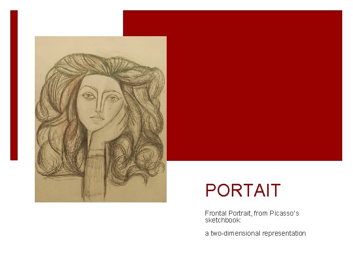 PORTAIT Frontal Portrait, from Picasso’s sketchbook: a two-dimensional representation 