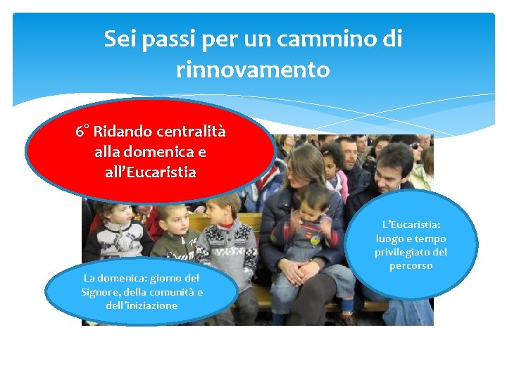 Sei passi per un cammino di rinnovamento 6° Ridando centralità alla domenica e all’Eucaristia