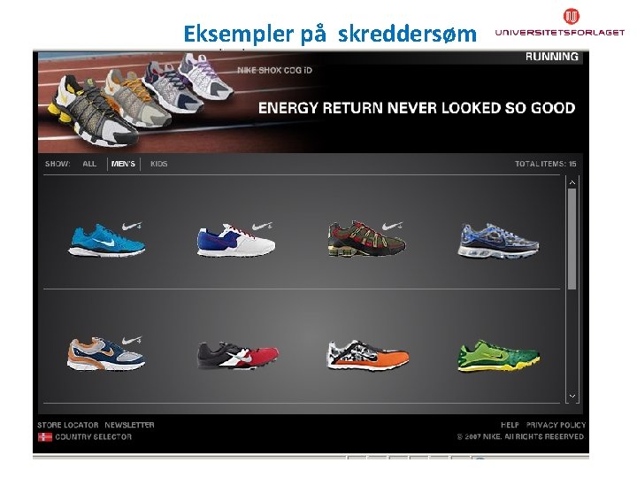 Eksempler på skreddersøm http: //nikeid. nike. com/nikeid/index. jhtml? sitesrc=uslanding#category, running 9 