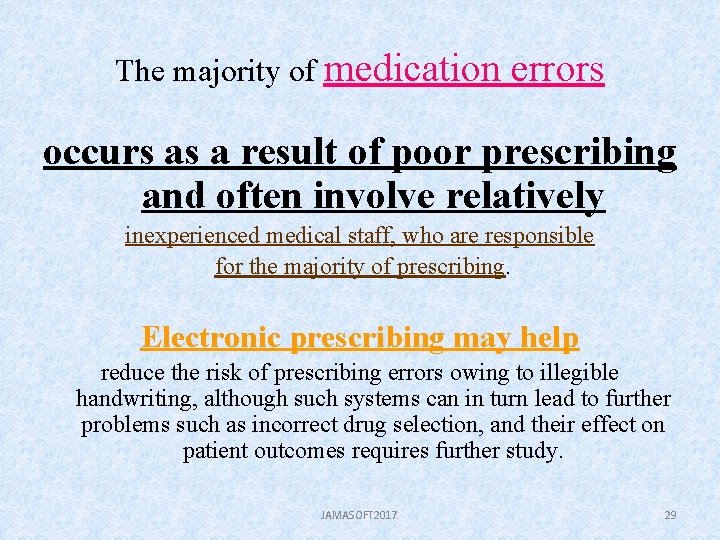 The majority of medication errors occurs as a result of poor prescribing and often