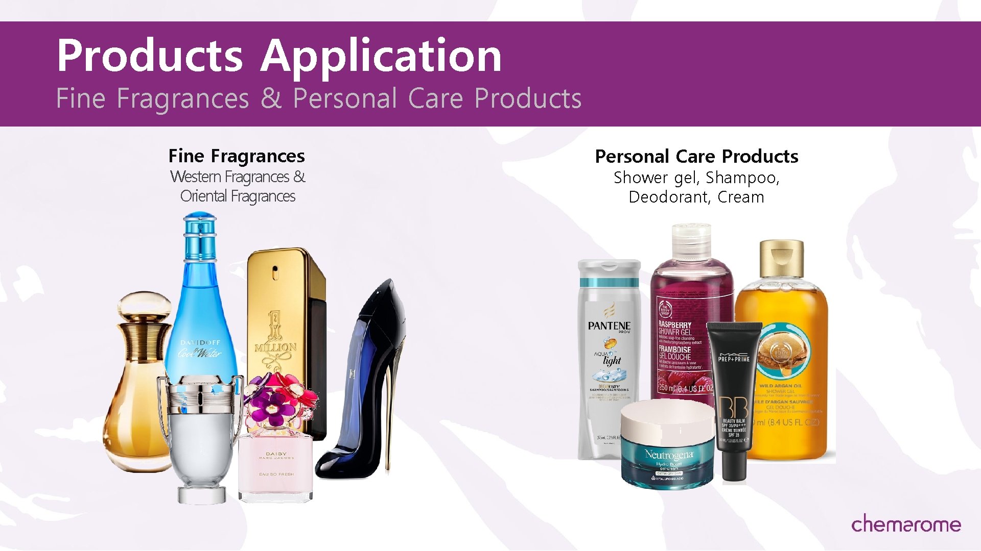 Products Application Fine Fragrances & Personal Care Products Fine Fragrances Western Fragrances & Oriental