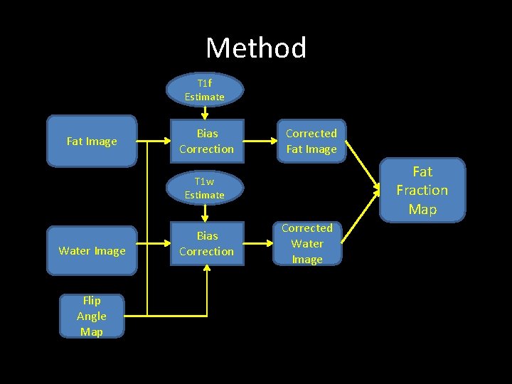 Method T 1 f Estimate Fat Image Bias Correction Corrected Fat Image Fat Fraction