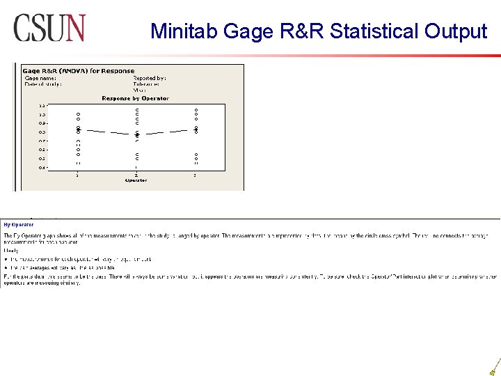 Minitab Gage R&R Statistical Output Minitab Gage R&R Statistical Output