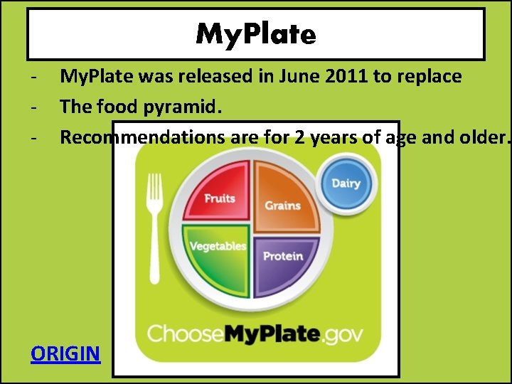 My. Plate - My. Plate was released in June 2011 to replace The food