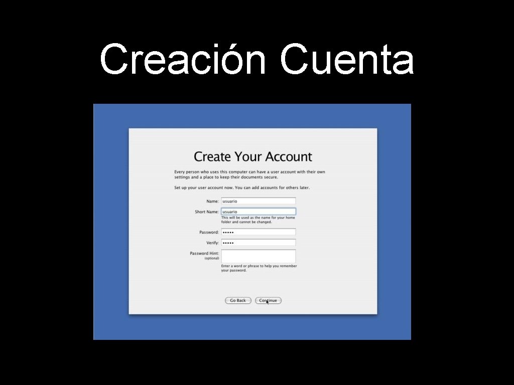 Creación Cuenta 