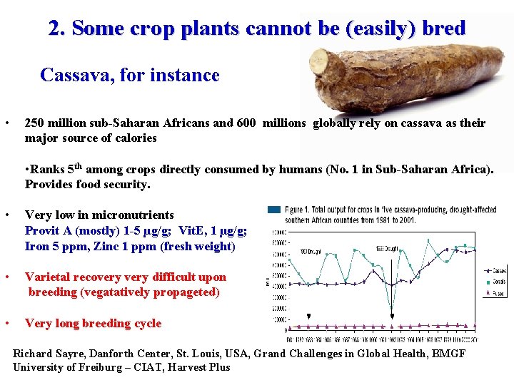 2. Some crop plants cannot be (easily) bred Cassava, for instance • 250 million