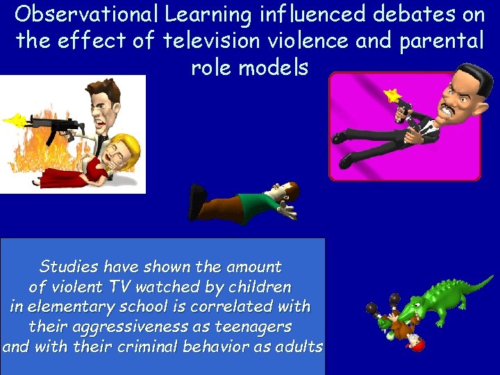 Observational Learning influenced debates on the effect of television violence and parental role models