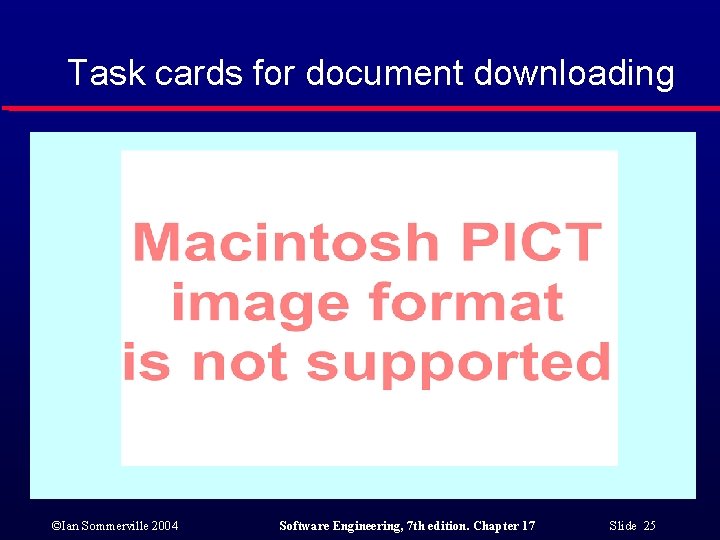 Task cards for document downloading ©Ian Sommerville 2004 Software Engineering, 7 th edition. Chapter